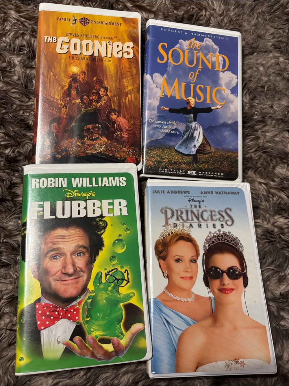 Vintage Classic VHS Lot 4 Goonies Sound Music Flubber Princess Diaries